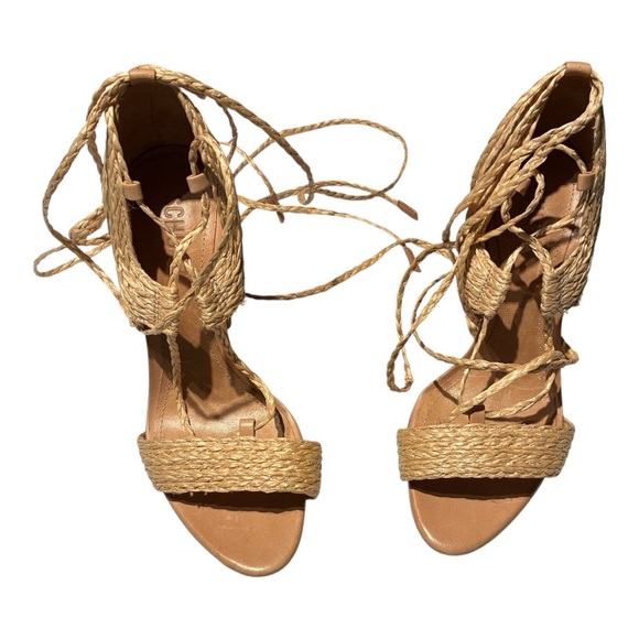 NEW Schutz Sandalia Alto Heeled Lace Up Sandal in Natural Size 5 - Picture 3 of 10